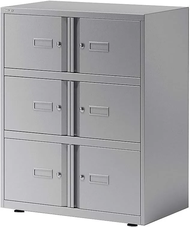 Bild von BISLEY Office Lodge Essentials mit 6 Türen in Silber, 4 Türen H 267 mm und 2 Türen H 304 mm, Maße 47 x 80 x 130 cm