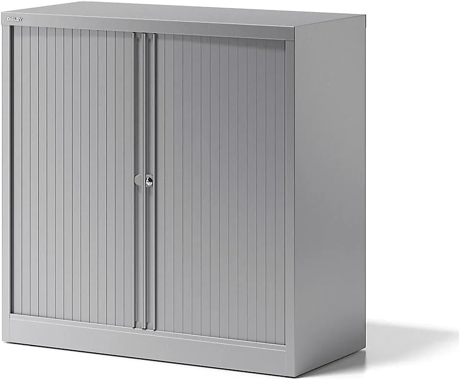 Bild von BISLEY Rollladenschrank Essentials mit 1 Fachboden in Silber, 47 x 100 x 100 cm