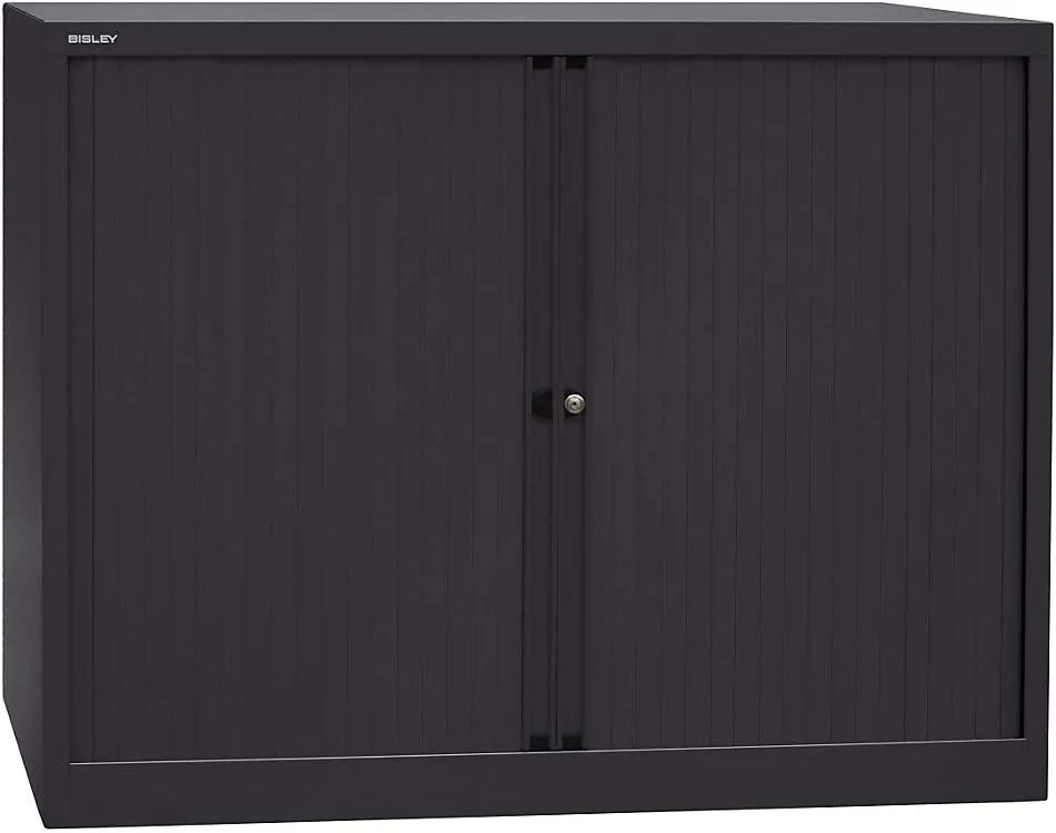 Bild von BISLEY Rollladenschrank EuroTambour mit 2 Fachböden in Schwarz, 43 x 120 x 103 cm