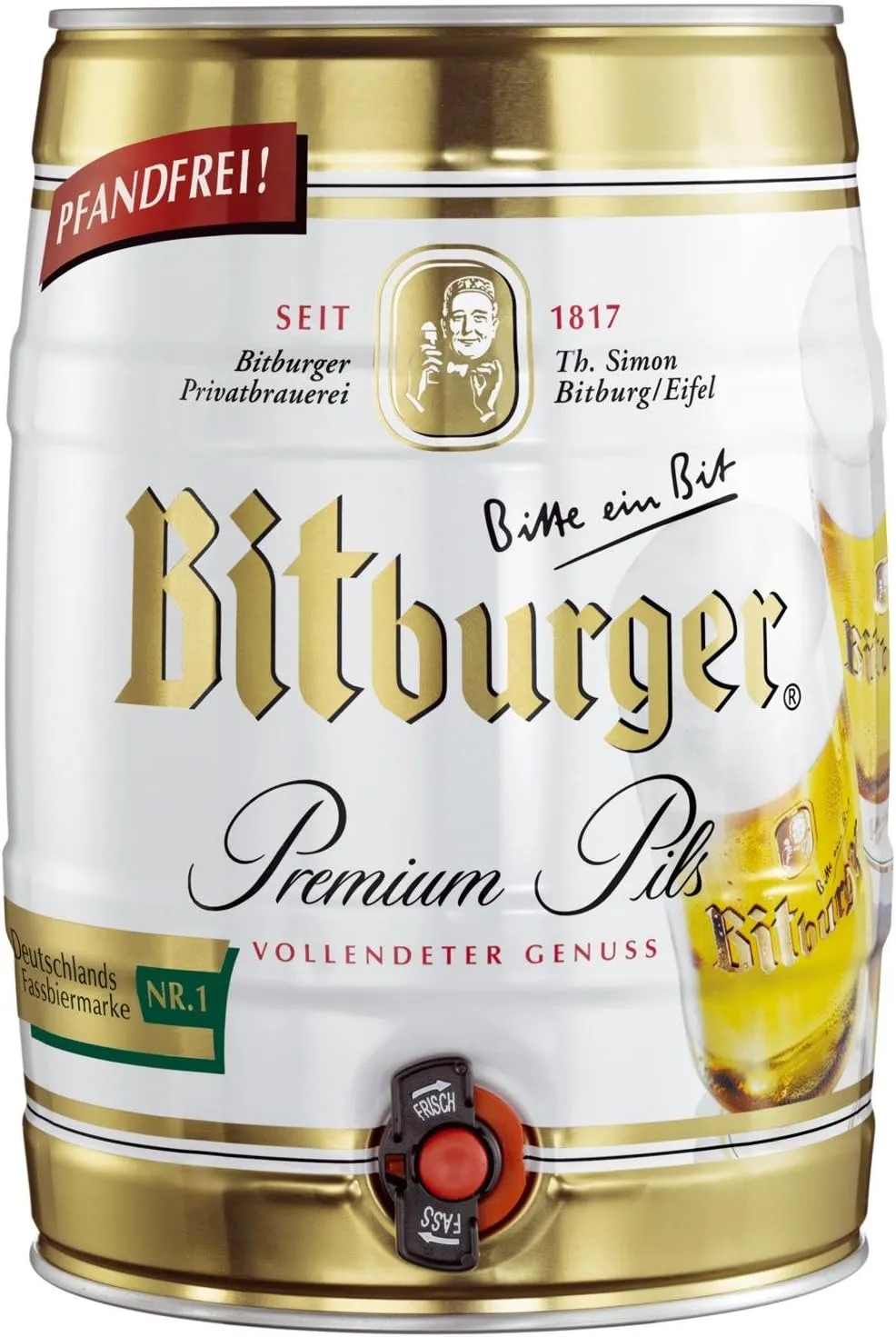 Bild von Bitburger Premium Pils Partyfass mit 5 Litern und 4,8 Prozent Alkohol
