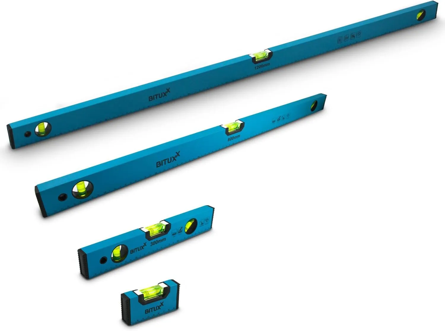 Bild von Bituxx Wasserwaagen Set mit 3 Libellen aus Aluminium in den Längen 10 cm, 30 cm und 120 cm