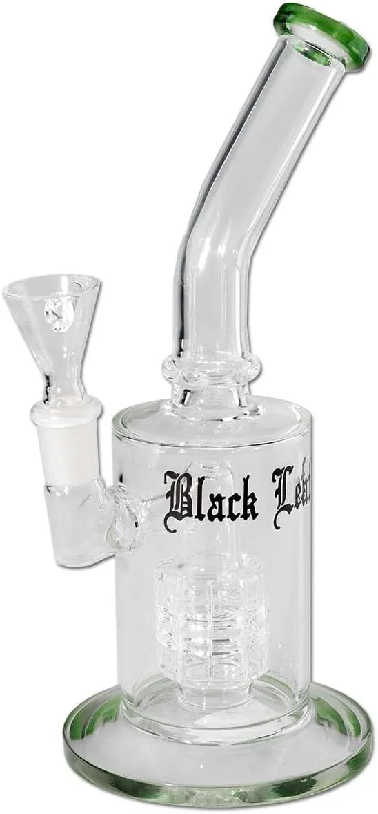 Bild von Black Leaf Glasbong mit Trommelperkolator in Grün, 220 cm hoch, aus Borosilikatglas, für Kräuter und Dabben, NS14 Anschluss