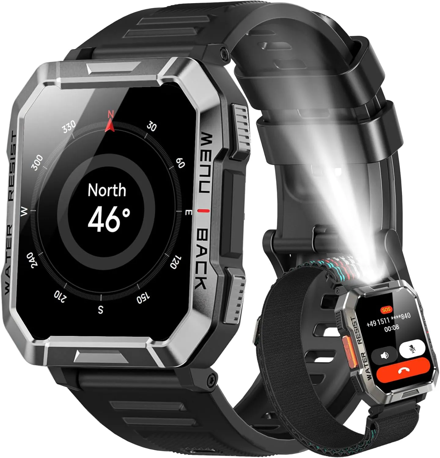 Bild von Blackview Smartwatch für Herren mit Telefonfunktion, IP68 wasserdicht, über 100 Sportmodi und Gesundheitsmonitoring für Android und iOS