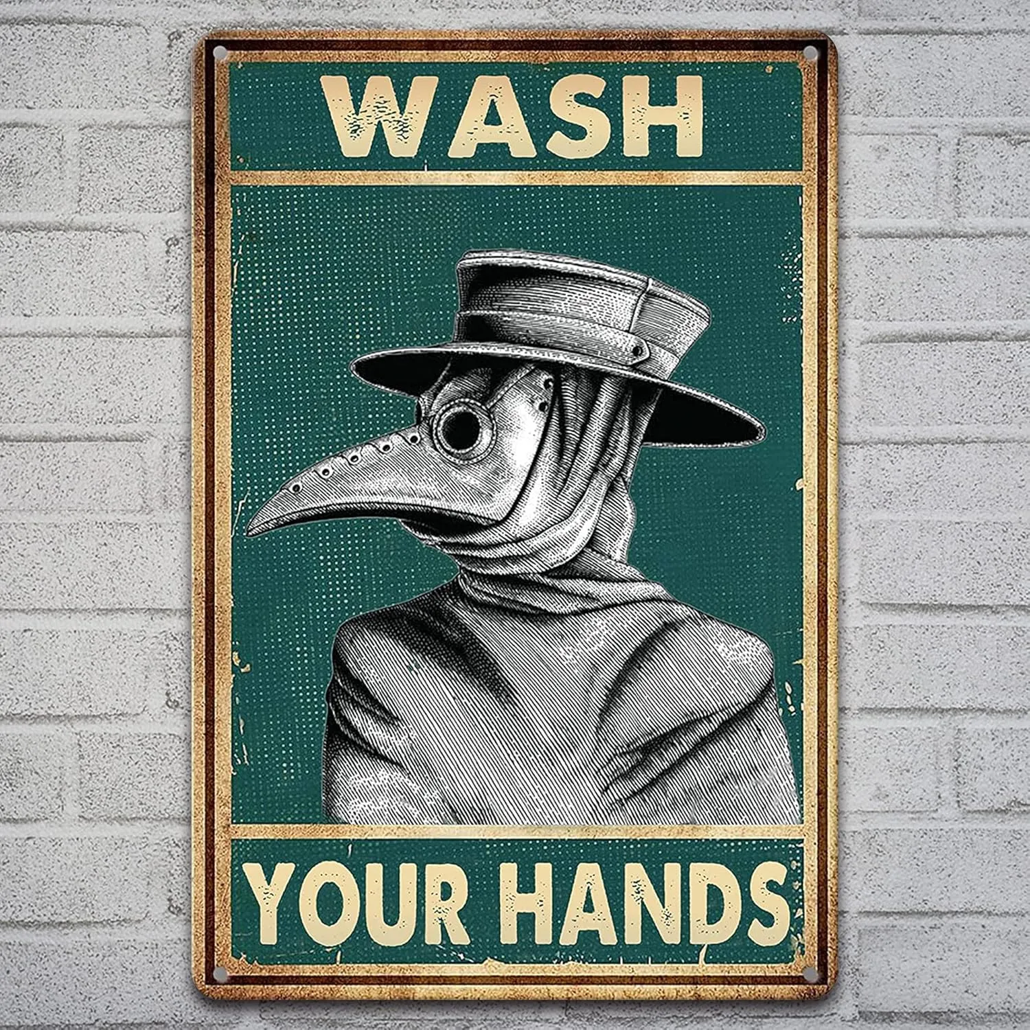 Bild von Blechschild Wash Your Hands im Retro-Design 20 x 30 cm als Wanddeko oder Geschenk