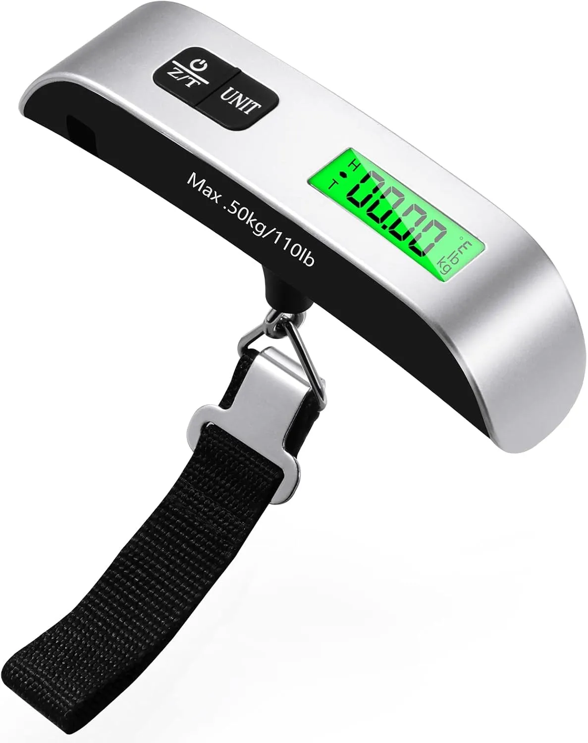 Bild von Blendura tragbare digitale Kofferwaage mit Temperatursensor und Tara-Funktion bis 50 kg in Silber