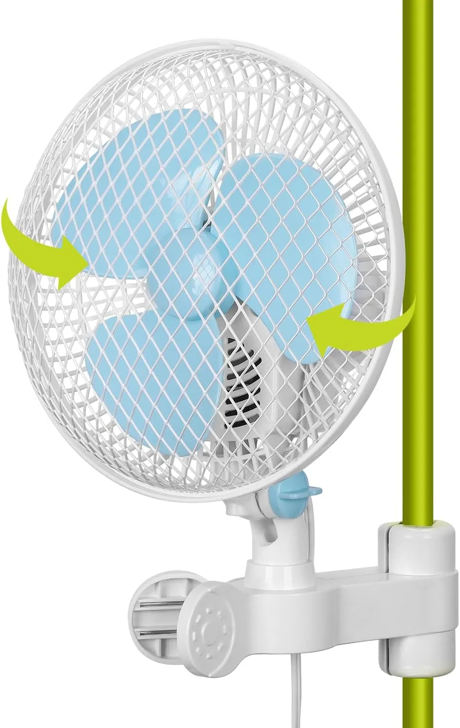 Bild von Blessny Clip-On Ventilator mit 150 cm für Growzelte, oszillierend, leise mit 2,4 m Kabel