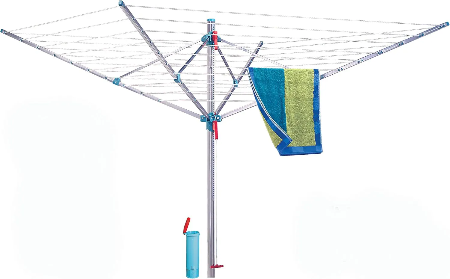Bild von Blome Wäschespinne Standard Medium Plus mit 60 Metern Wäscheleine und Bodenhülse, hochwertig und stabil, Made in Germany