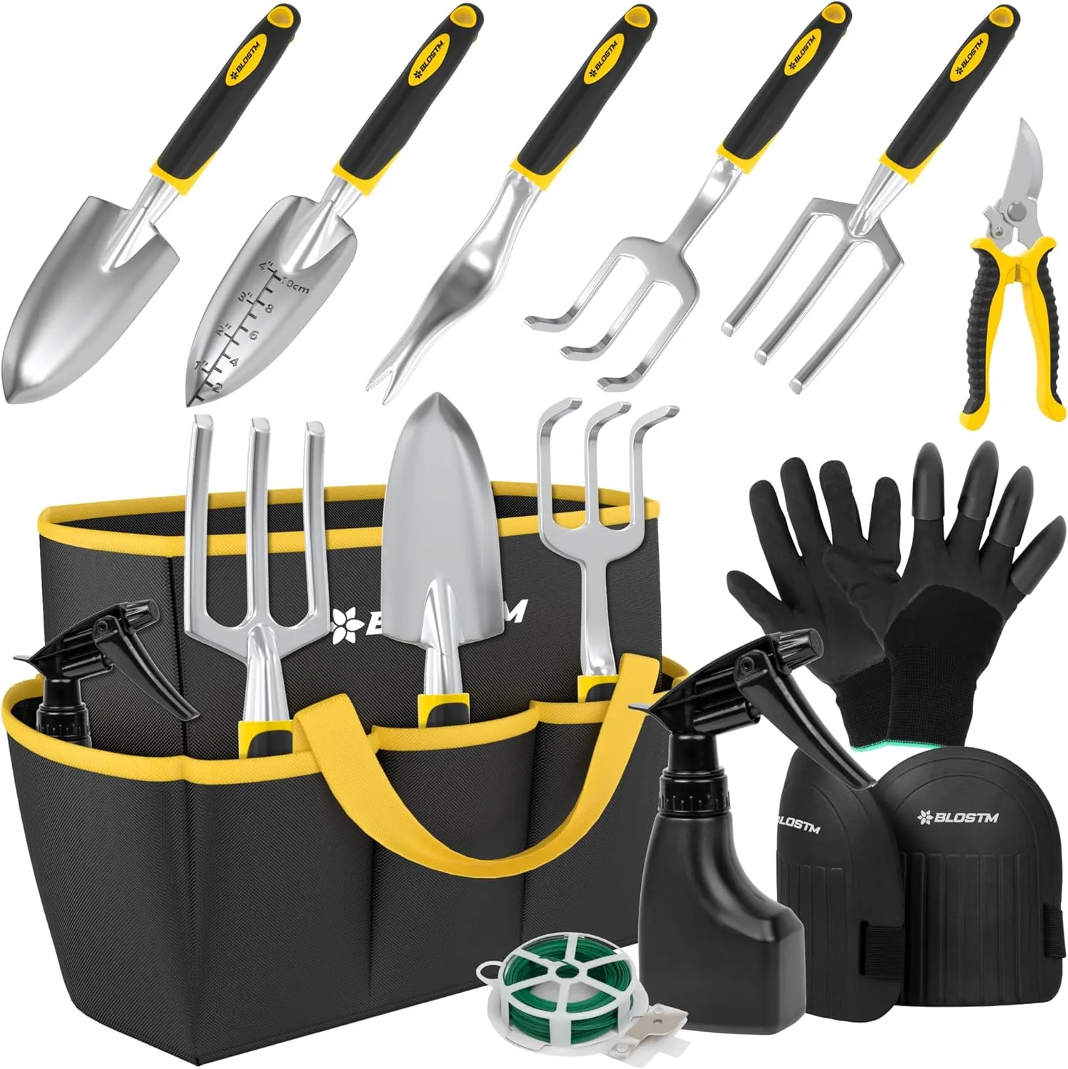 Bild von BLOSTM 11-teiliges Gartengeräte Set mit robuster, wasserdichter Tasche und ergonomischen Griffen für Männer und Frauen