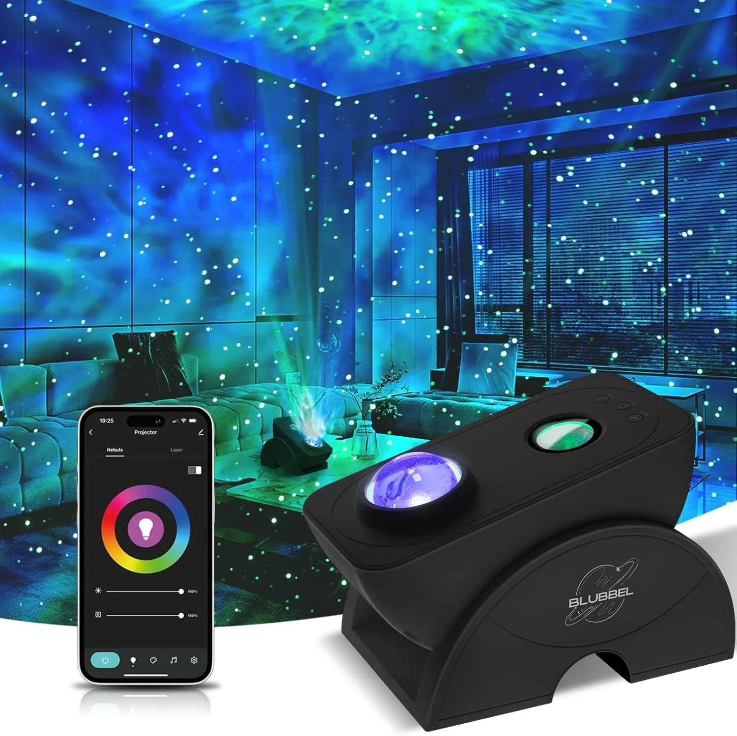 Bild von Blubbel LED Sternenhimmel Projektor mit WLAN und App-Steuerung, kompatibel mit Alexa und Google, ideal für Kinderzimmer