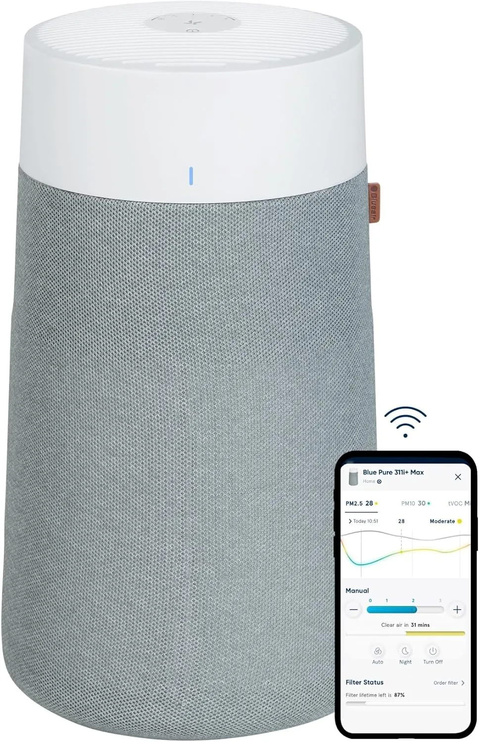 Bild von Blueair 3450i Max Luftreiniger für große Räume bis 206 m², ideal gegen Allergien, Staub und Viren