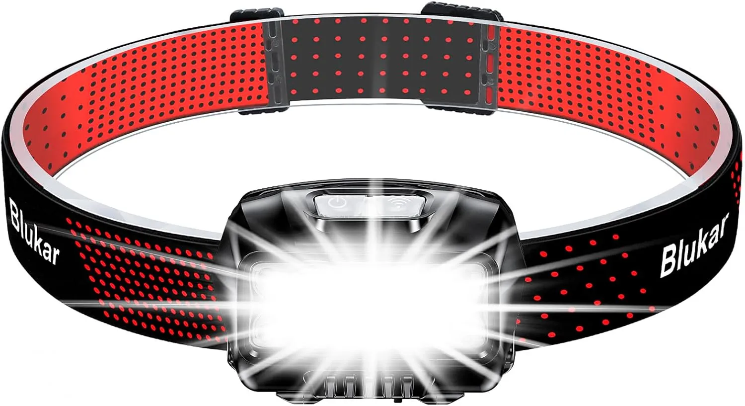 Bild von Blukar LED Stirnlampe mit 2000 Lumen, stufenlos dimmbar und 8 Lichtmodi, wiederaufladbar und wasserdicht, ideal für Camping und Angeln
