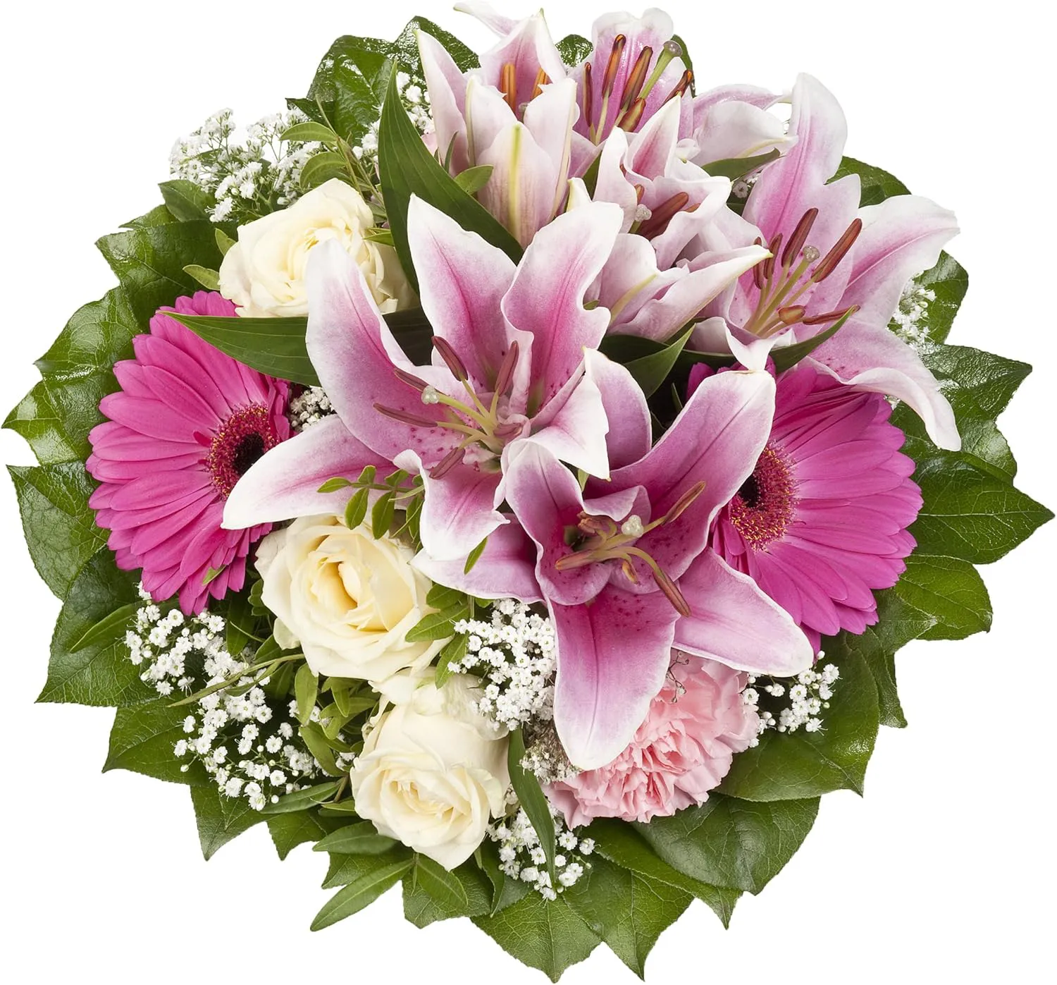 Bild von Blumenstrauß Laura mit rosa Lilien, Rosen und Gerbera von Dominik
