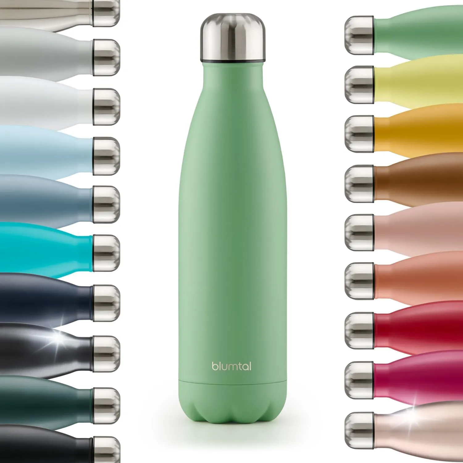Bild von Blumtal Edelstahl Trinkflasche Charles 500 ml in Summer Green, BPA-frei und auslaufsicher für kalte und warme Getränke