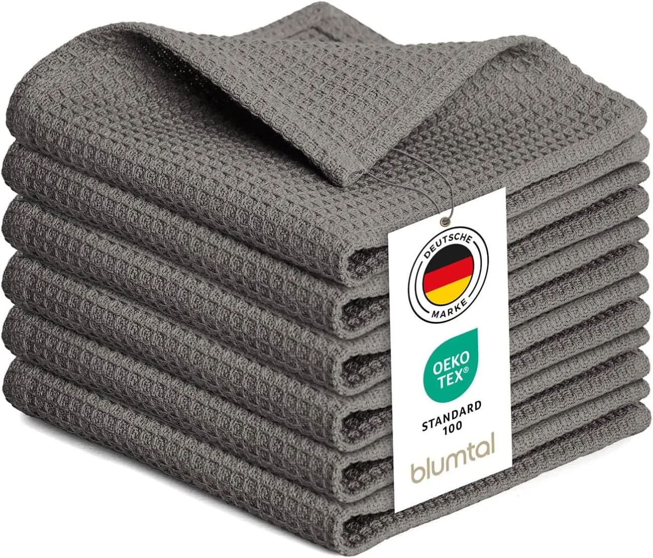 Bild von Blumtal Geschirrtücher Set mit 10 grauen Baumwolltüchern in 30x30 cm, waschbar bis 60 Grad
