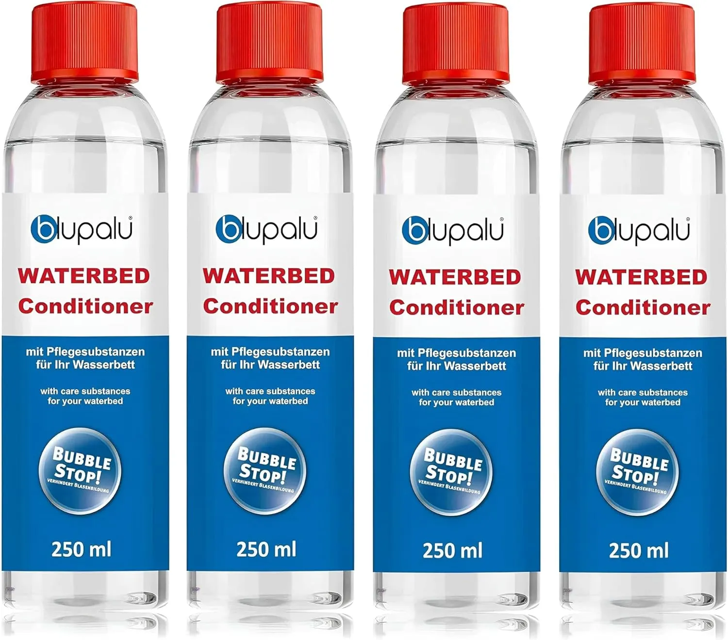 Bild von Blupalu Wasserbett Conditioner mit Bubble-Stopp, 4 Flaschen à 250 ml