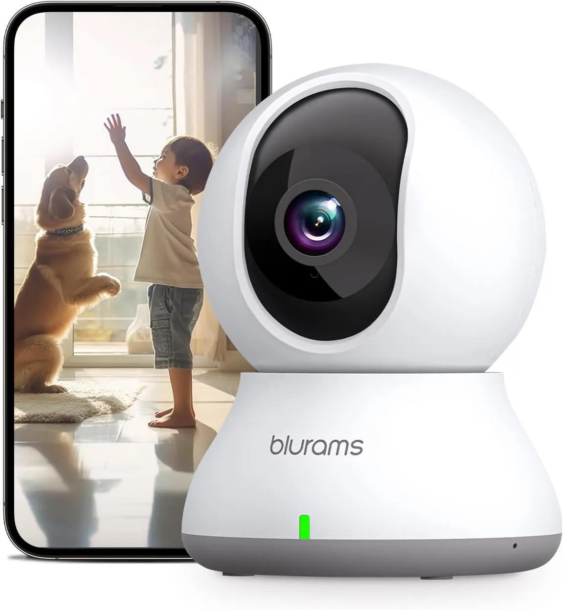 Bild von Blurams 2K Innenüberwachungskamera mit 360 Grad Sicht, Nachtsicht, Bewegungsverfolgung, Zwei-Wege-Audio und Alexa sowie Google Unterstützung