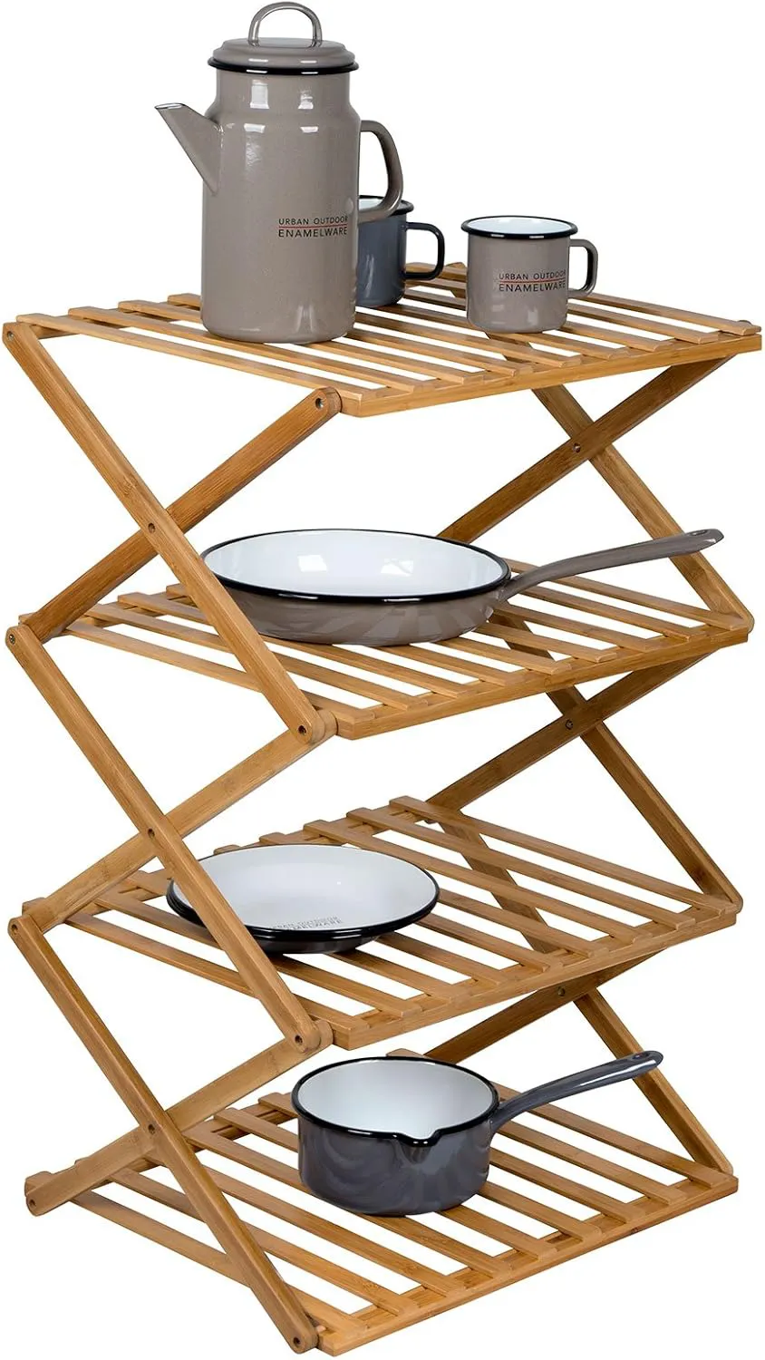 Bild von Bo-Camp Fitzroy Camping Regal aus Bambus mit faltbarem Design, 50x40x72 cm