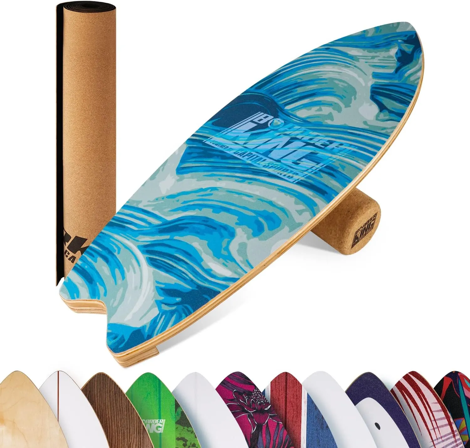 Bild von BoarderKING Indoorboard Wave Balance Board für Indoor-Surfen und Skaten mit Schutzmatte