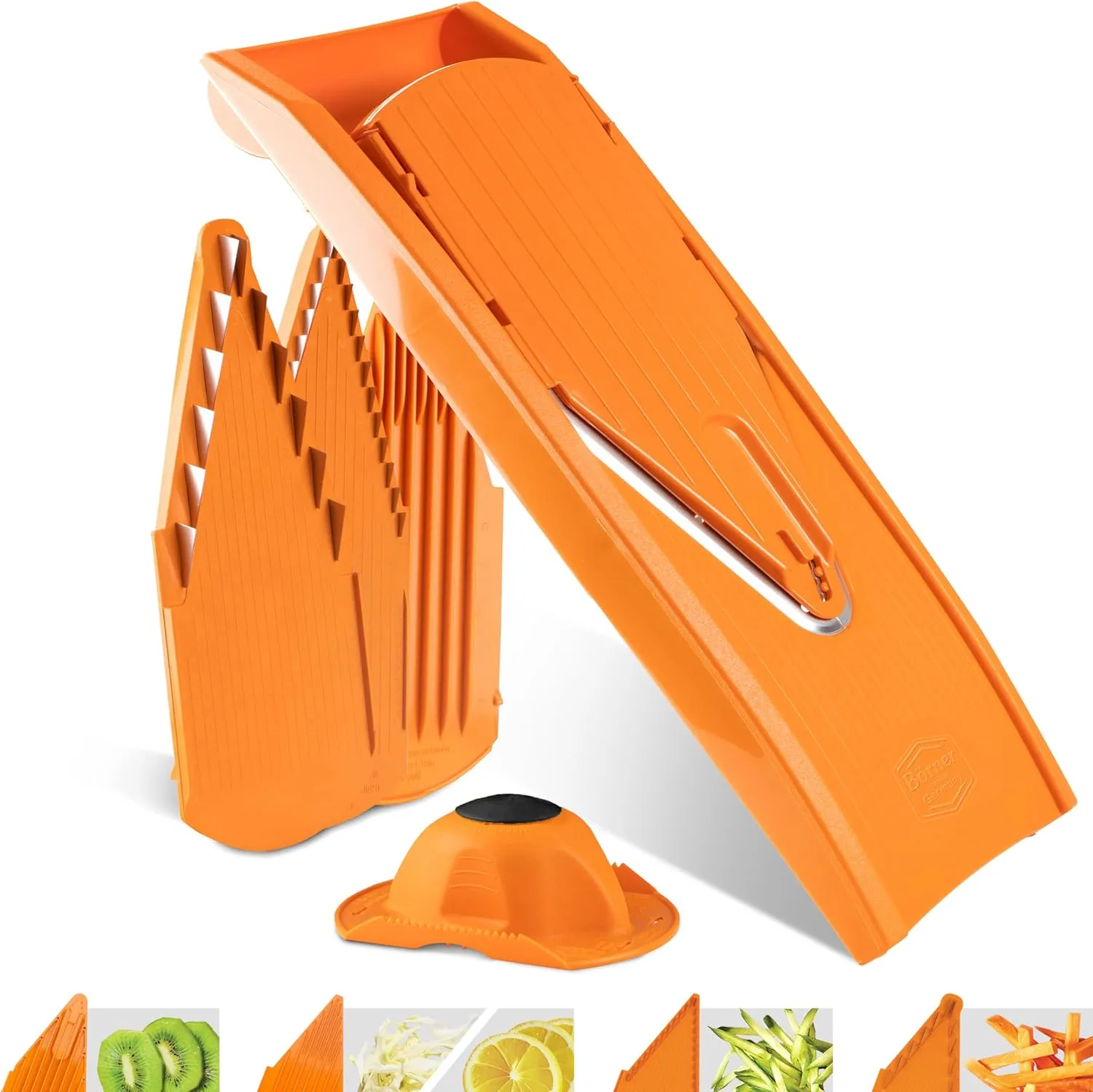 Bild von Börner Gemüsehobel V1 Starter Set mit 4 Einsätzen und Fruchthalter in Orange