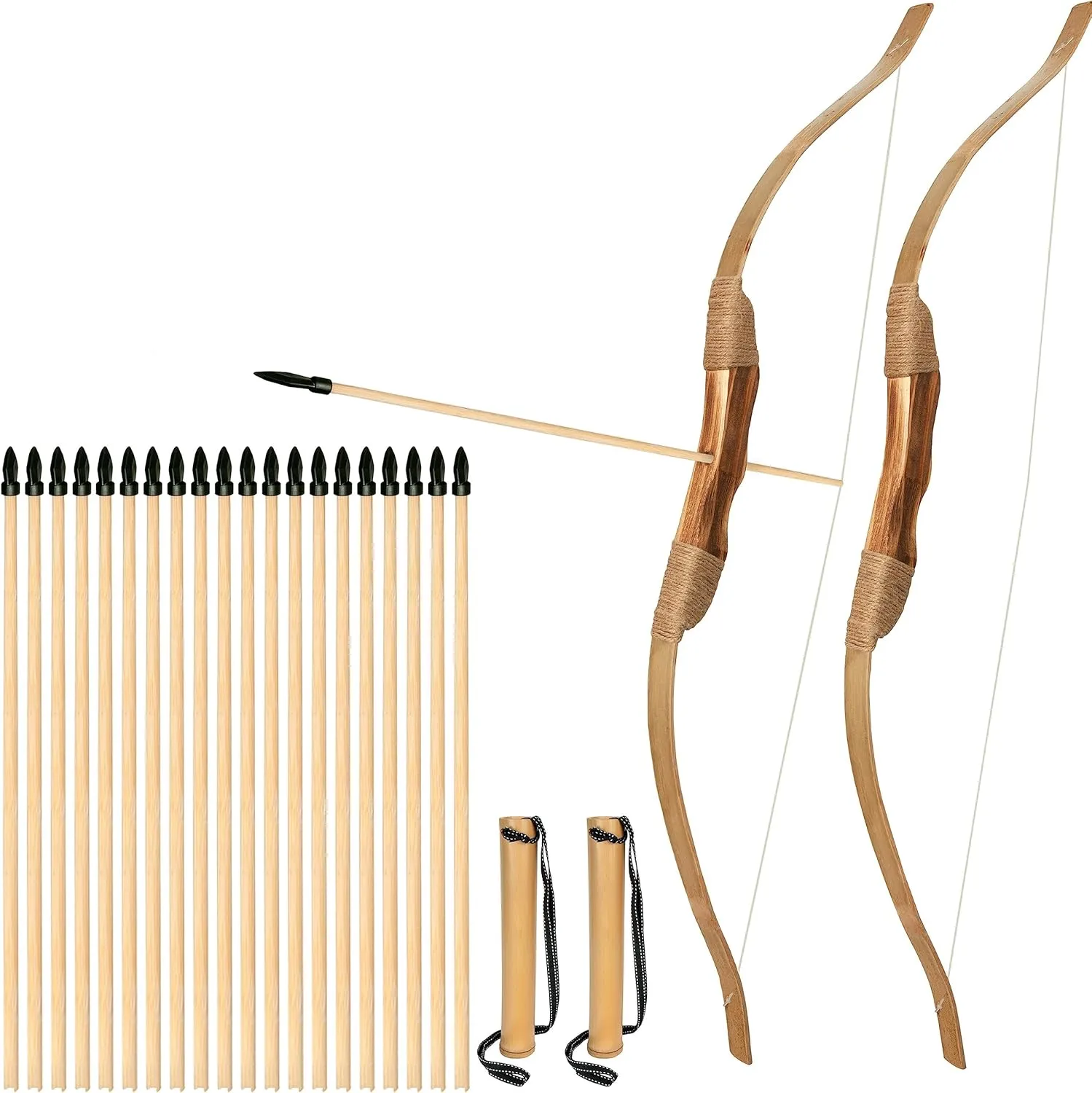 Bild von Bogenkönig Kinderbogen Set für Anfänger ab 6 Jahren mit robustem Holz, inklusive 10 oder 20 Pfeilen und 1 oder 2 Köchern