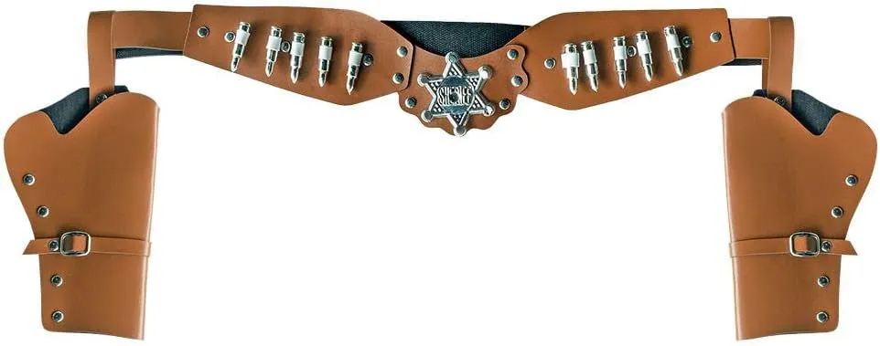 Bild von Boland 54382 Doppeltes Pistolenhalfter für Cowboy Kostüme mit 125 cm Gürtel für Karneval und Mottopartys
