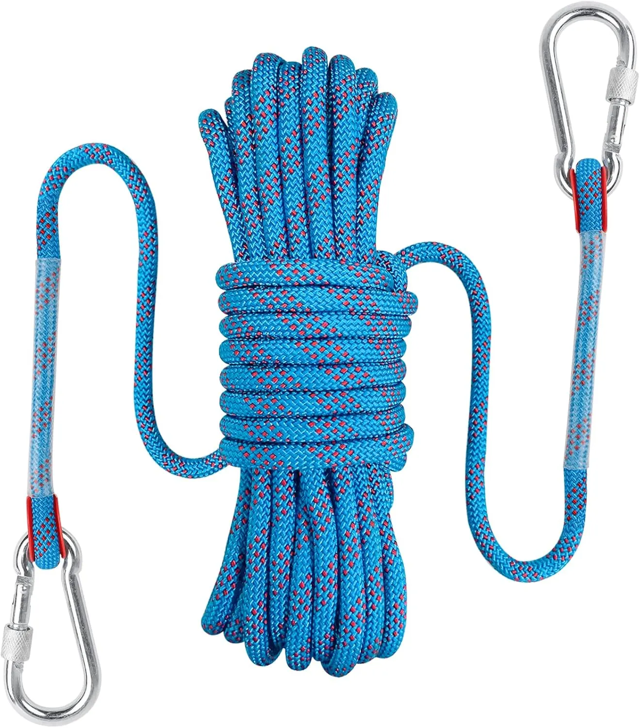 Bild von Bolatus Sicherheitsseil 10 Meter aus Nylon mit Karabiner, hochfest für Rettungsanwendungen und Tragegewicht bis 1500 kg
