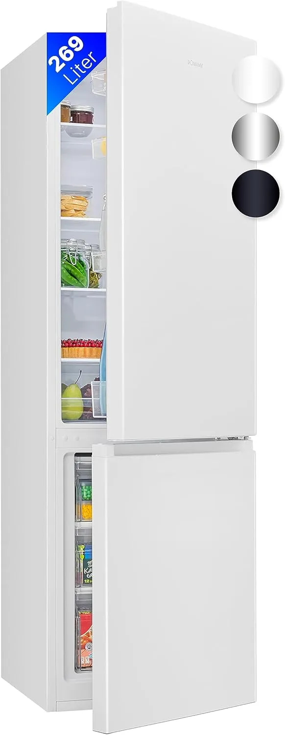 Bild von Bomann KG 184.1 Kühlgefrierkombination mit 269 Litern Nutzinhalt, energieeffizient und leise mit 39 dB, wechselbarem Türanschlag und kompakten Abmessungen von 180 x 55 x 55.8 cm