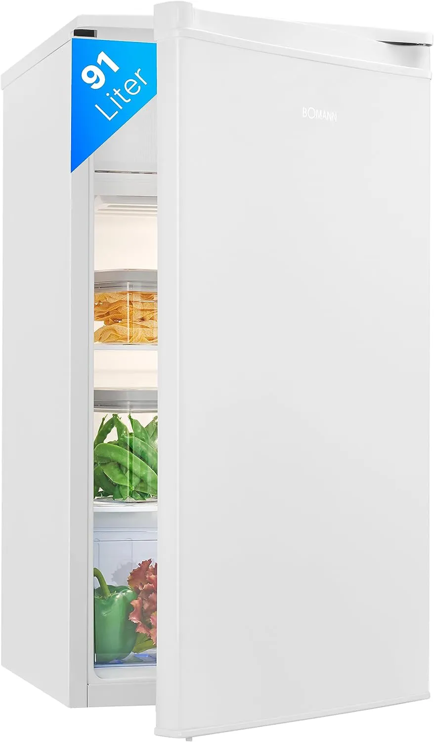 Bild von Bomann KS 7349 Kühlschrank mit 91 Litern Nutzinhalt und 8 Litern Gefrierfach, wechselbarem Türanschlag und 2 Ablagen