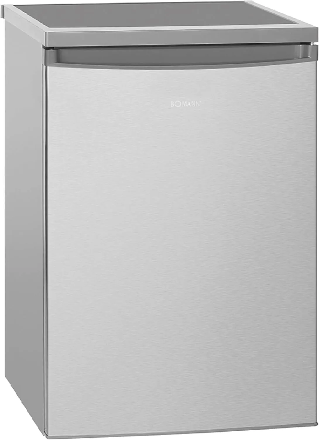 Bild von Bomann VS 2185.1 Inox Tischkühlschrank mit 133 Litern Nutzinhalt und 3 Ablagen, Gemüsefach und wechselbarem Türanschlag, Maße 84,5 x 56 x 57,5 cm