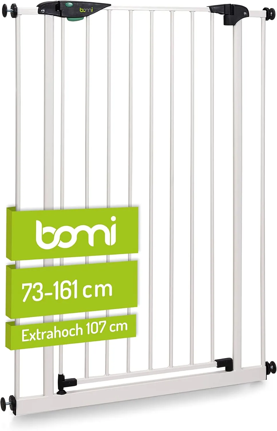 Bild von BOMI Mira Türschutzgitter in Weiß, extra hoch und selbstschließend, für eine Breite von 73 bis 81 cm, ohne Bohren montierbar
