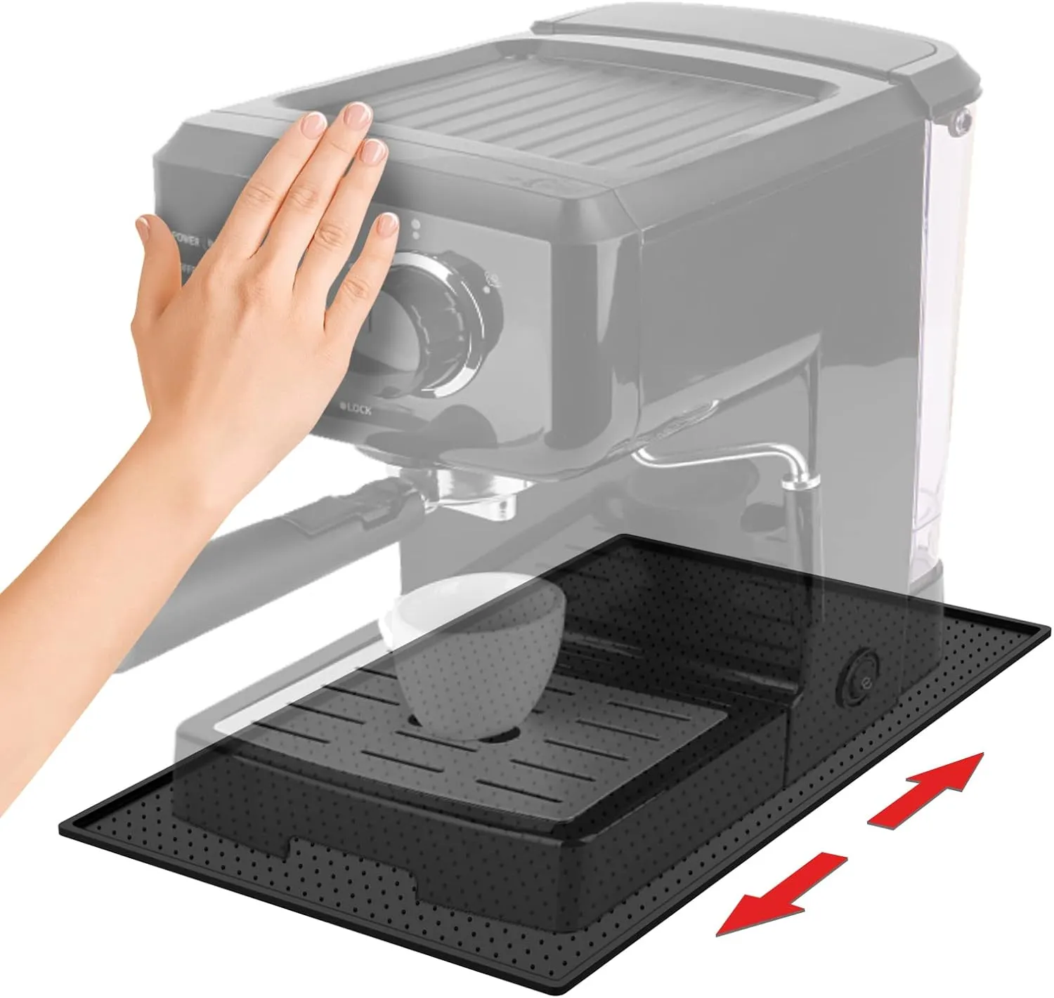Bild von Bonna Kaffeemaschinenunterlage in Schwarz, rutschfest und kompatibel mit Siemens EQ6, De'Longhi Magnifica und Philips LatteGo