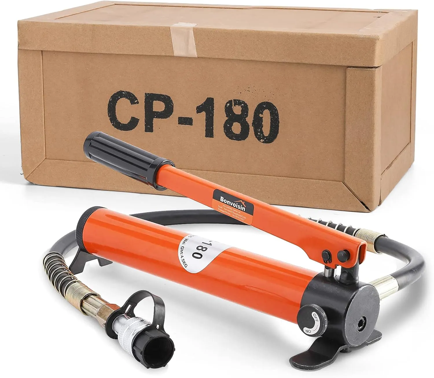 Bild von Bonvoisin CP-180 Manuelle Hydraulikpumpe für 10T und 20T Hydraulikzylinder mit 400 cc Speicherkapazität, kompakt und leicht