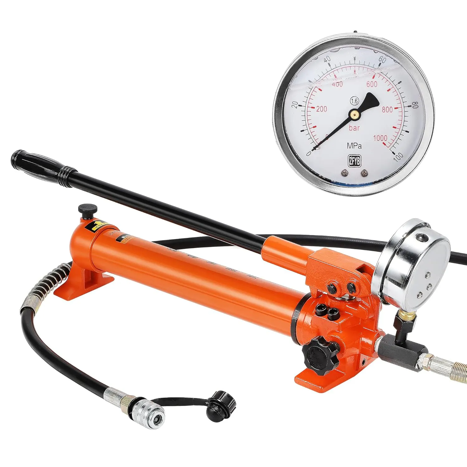Bild von Bonvoisin CP-700 Manuelle Hydraulikpumpe mit Manometer und Schlauchkupplung für Hydraulikwerkzeuge