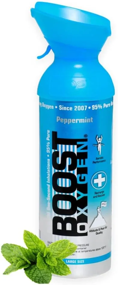 Bild von Boost Oxygen 9 Liter Sauerstoffflasche mit 95 Prozent Sauerstoff und Maske für über 150 Inhalationen im Pfefferminz Geschmack
