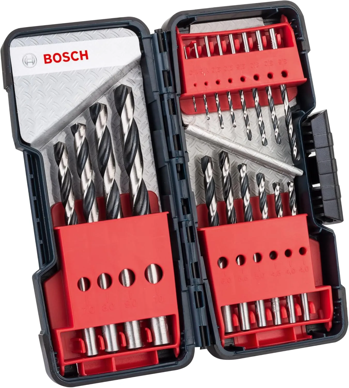 Bild von Bosch 18-teiliges HSS Spiralbohrer Set PointTeQ für Metall in ToughBox mit Durchmessern von 1 bis 10 mm