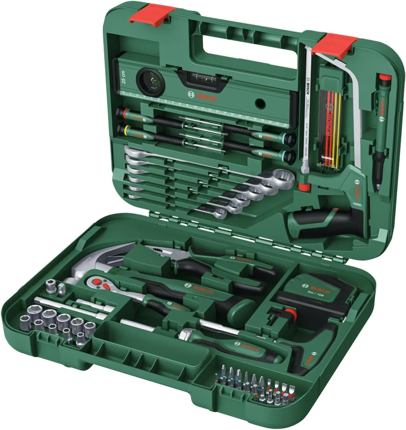 Bild von Bosch 64-teiliges Werkzeug-Set mit ergonomischen Werkzeugen aus hochwertigen Materialien