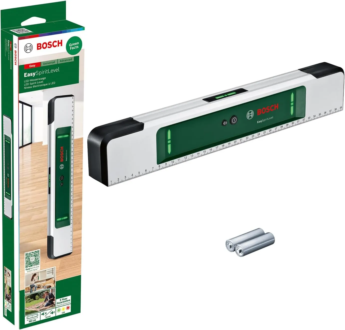 Bild von Bosch EasySpiritLevel Wasserwaage mit intuitivem LED-Konzept und Tonunterstützung