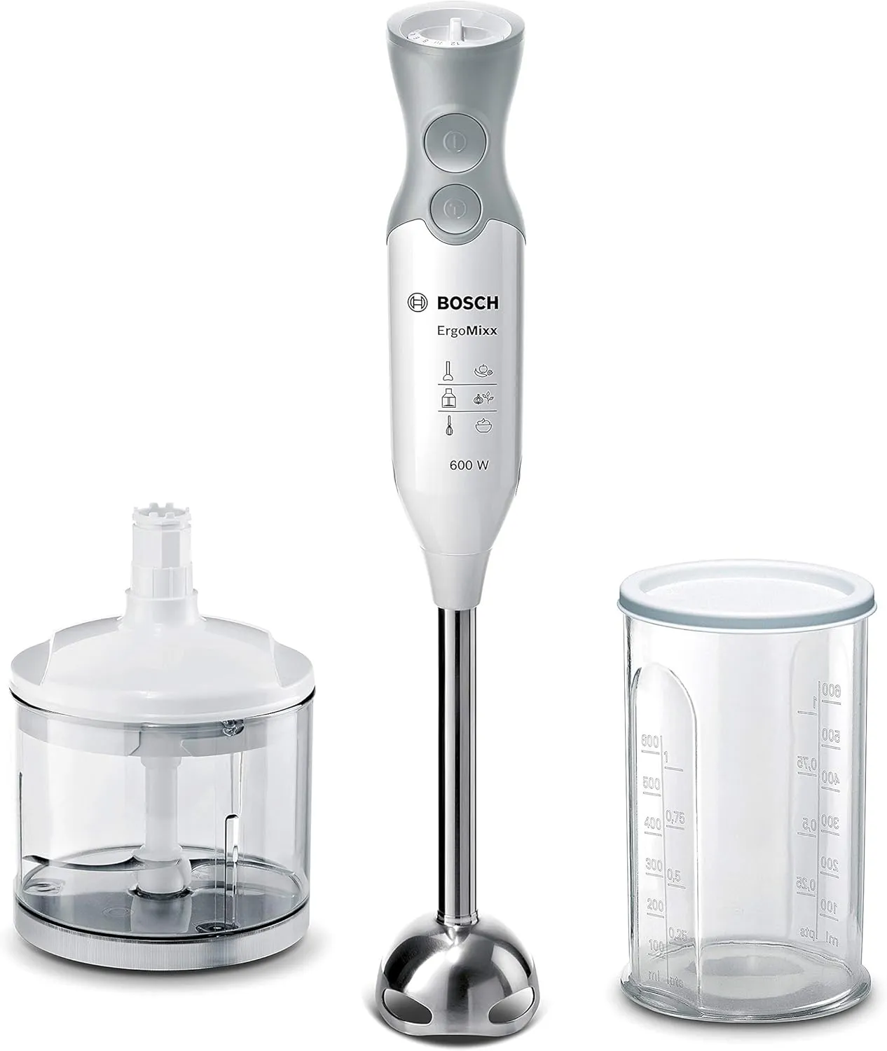 Bild von Bosch ErgoMixx MSM66120 Stabmixer mit 600 Watt, Edelstahl-Mixfuß, 4-Klingen-Messer und ergonomischem Design