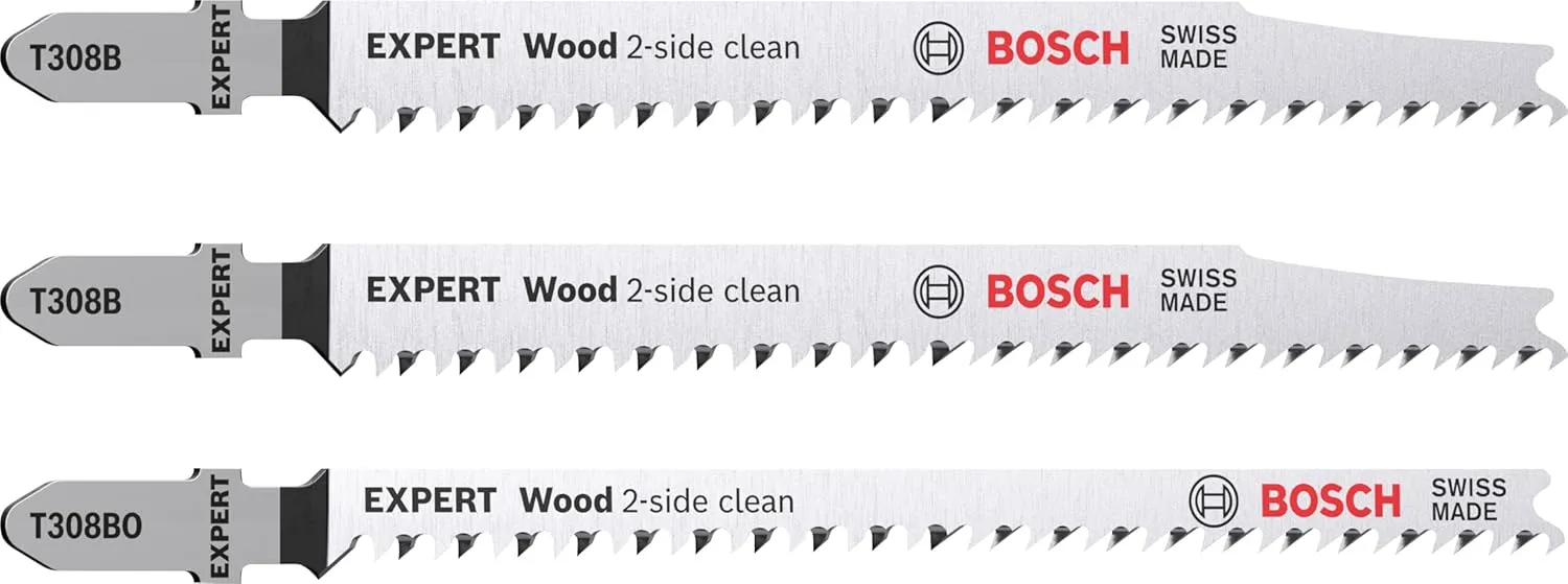 Bild von Bosch Expert Wood Set mit 3 Stichsägeblättern für Holz, Länge 117 mm