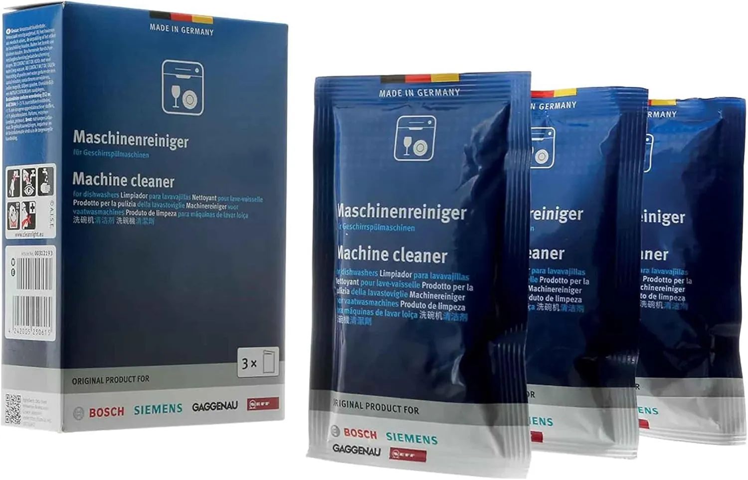 Bild von Bosch Geschirrspüler Reiniger mit 3 Sachets