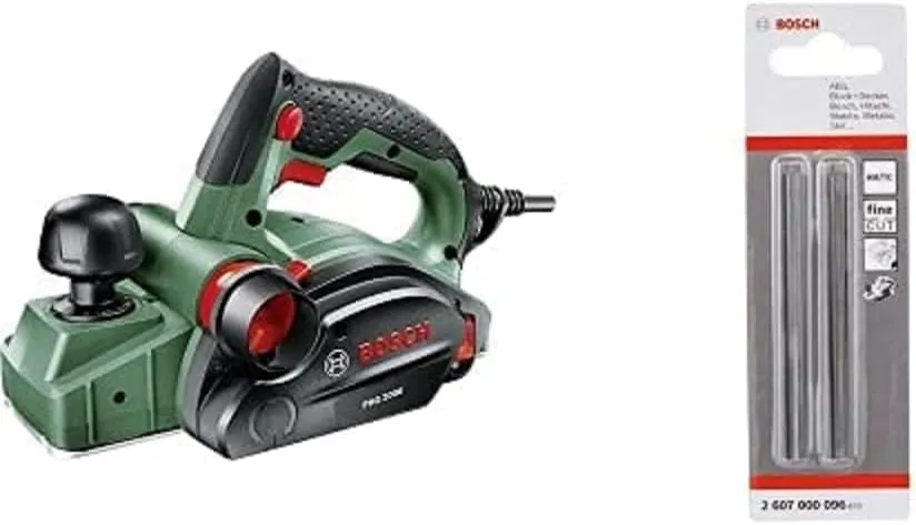 Bild von Bosch Handhobel PHO 2000 mit 680 Watt, 82 mm Hobelbreite und 2 mm Spantiefe, inklusive 2 Professional Hobelmesser mit 35° Schnittwinkel