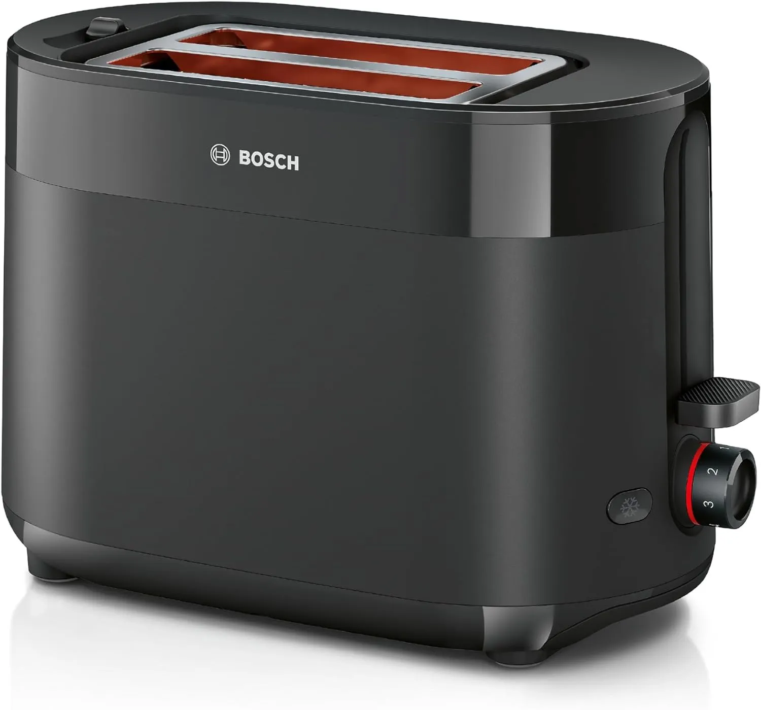 Bild von Bosch MyMoment Kompakt Toaster TAT2M123 in Schwarz matt mit 800 Watt und Brötchenaufsatz