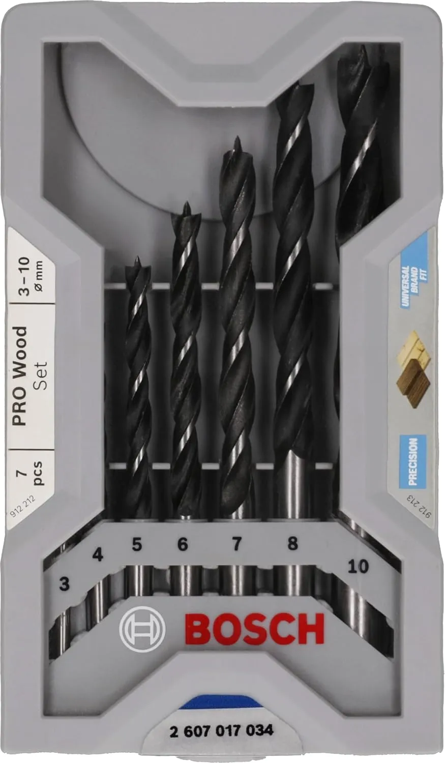 Bild von Bosch PRO Wood Holzspiralbohrer-Set mit 7 Bohrern in Durchmessern von 3 bis 10 mm