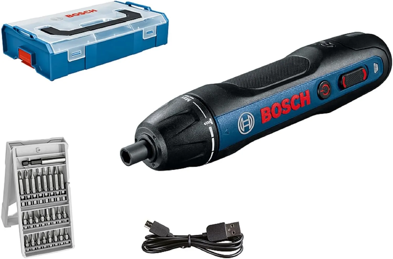 Bild von Bosch Professional GO Akkuschrauber mit 25-teiligem Bit-Set und USB-Ladekabel in L-BOXX Mini