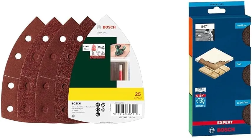 Bild von Bosch Schleifblatt Set mit 25 Teilen und 3 Standard Schleifblöcken für verschiedene Materialien und Körnungen