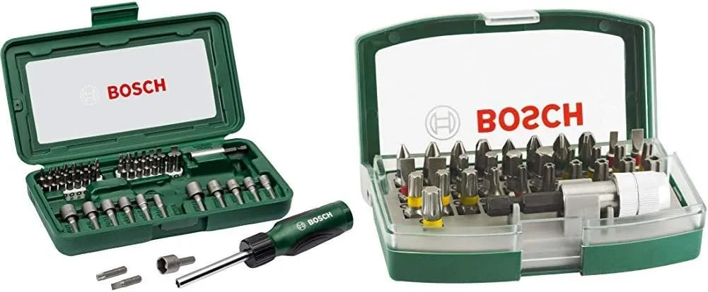 Bild von Bosch Schraubendreher-Set mit 46 Teilen und 32 Teilen Schrauberbits mit Farbcodierung