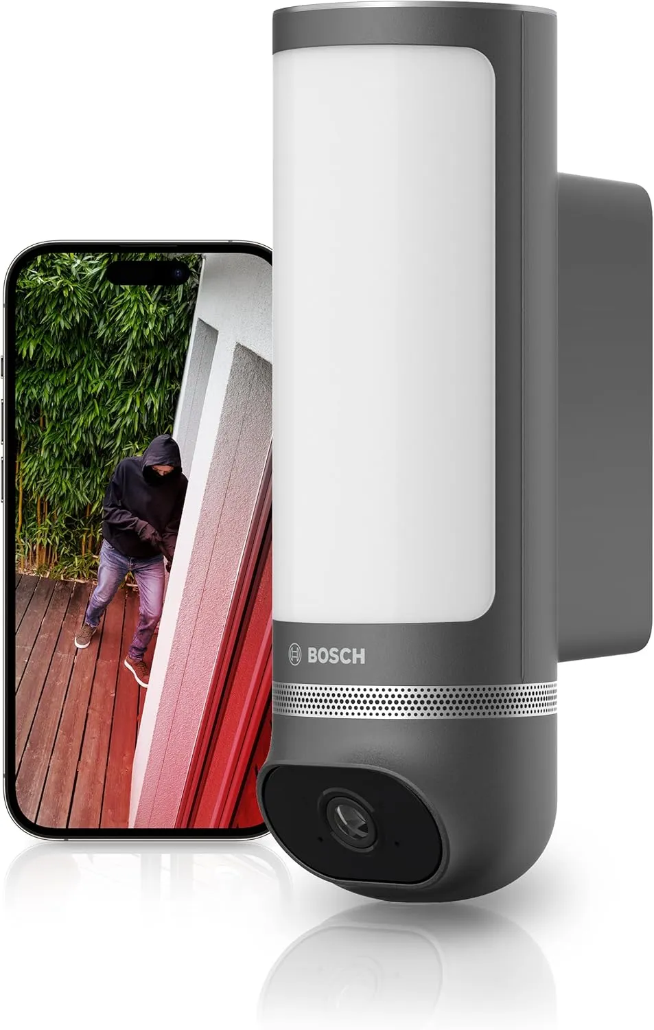 Bild von Bosch Smart Home Außenkamera II mit 1080p Full-HD, integrierter Alarmsirene und Design-Leuchte, kompatibel mit Amazon Alexa, anthrazit