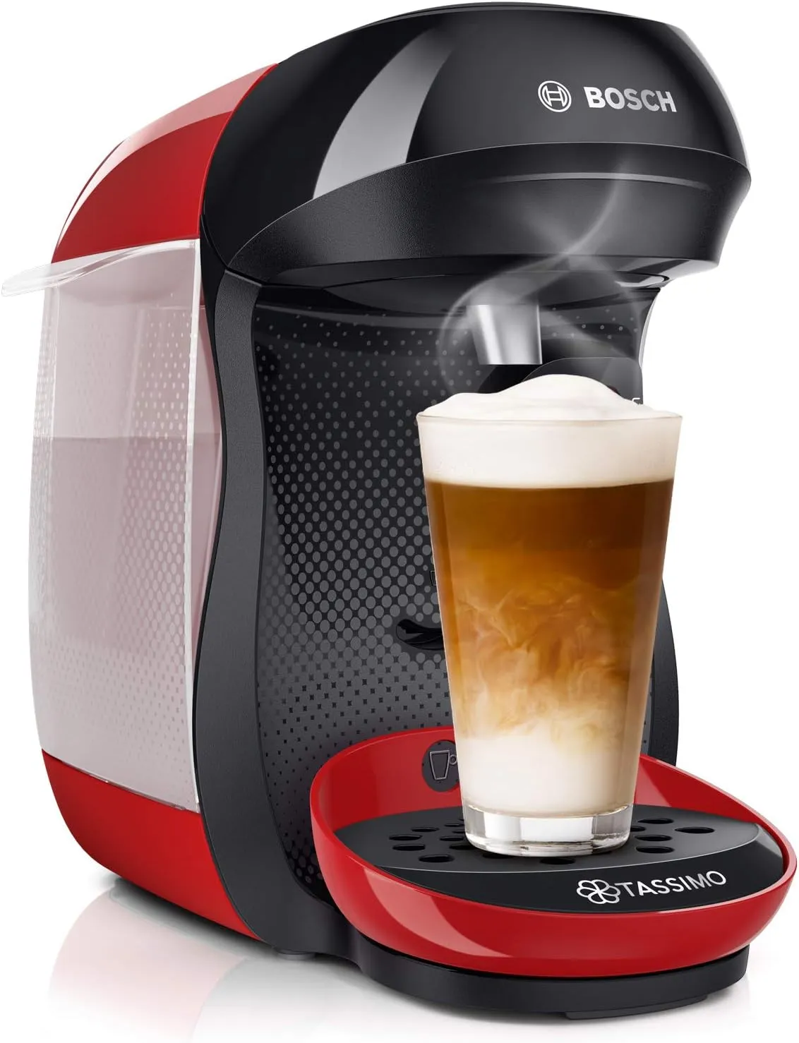 Bild von Bosch Tassimo Happy TAS1003 Kapselmaschine in Rot mit 70 Getränken und 1400 Watt Leistung
