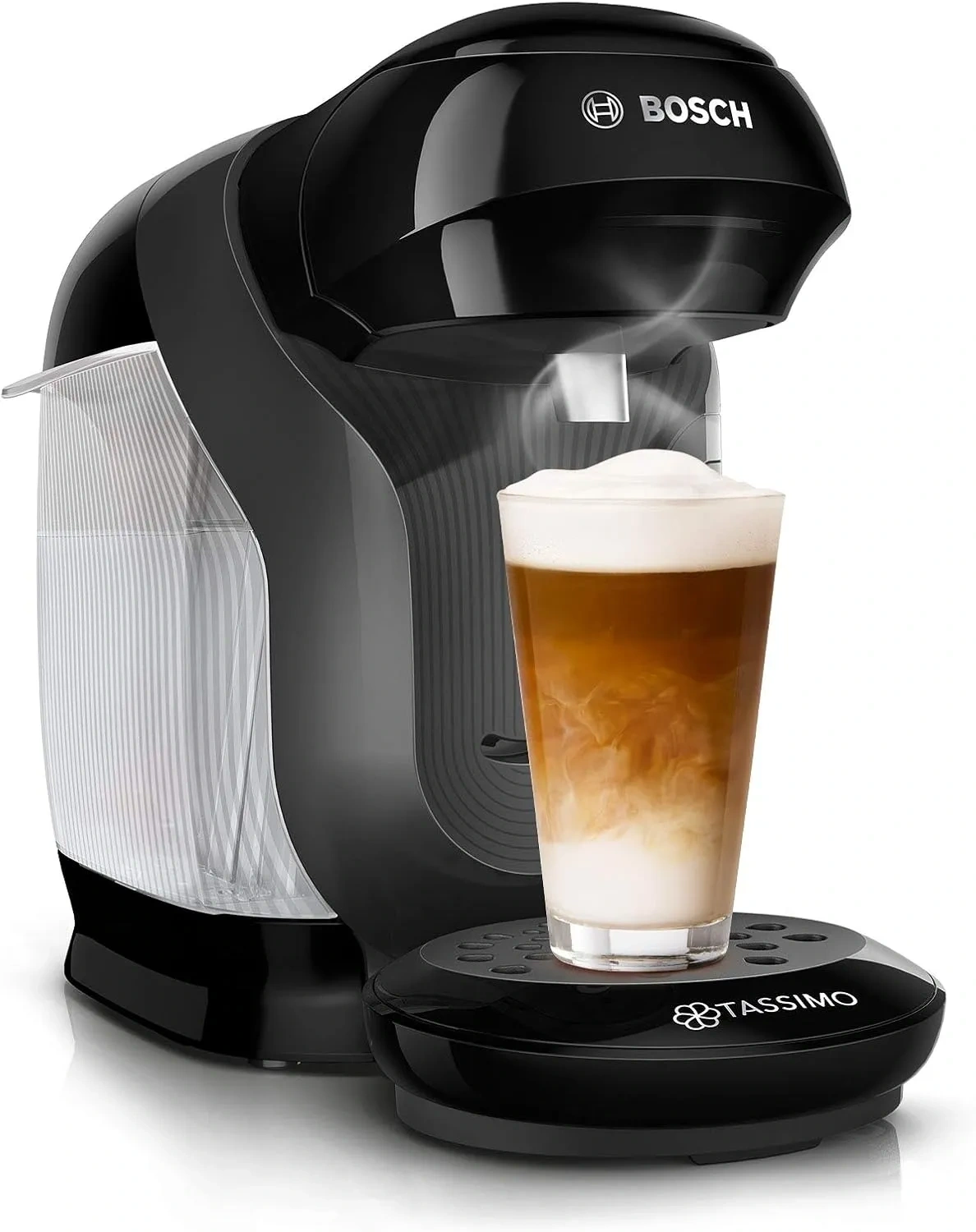 Bild von Bosch Tassimo Style TAS1102 Kapselmaschine in Schwarz, vollautomatisch, 70 Getränkeoptionen, 1400 Watt, platzsparend