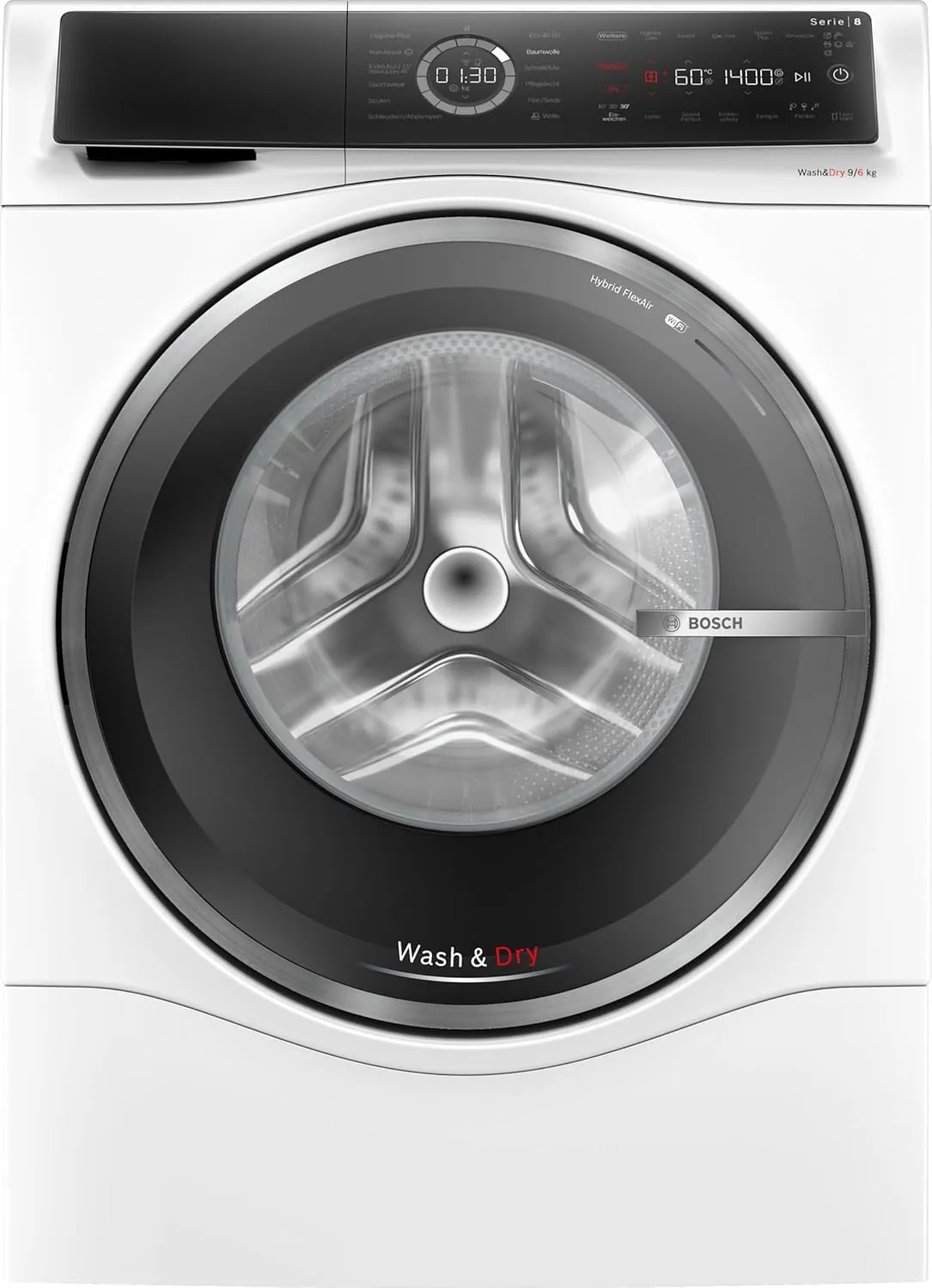Bild von Bosch WNC244070 Waschtrockner Serie 8 mit 9 kg Waschen und 6 kg Trocknen, 1400 Umdrehungen pro Minute, Home Connect und EcoSilence Drive in Weiß